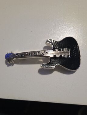 Black and Silver Guitar Belt Buckle